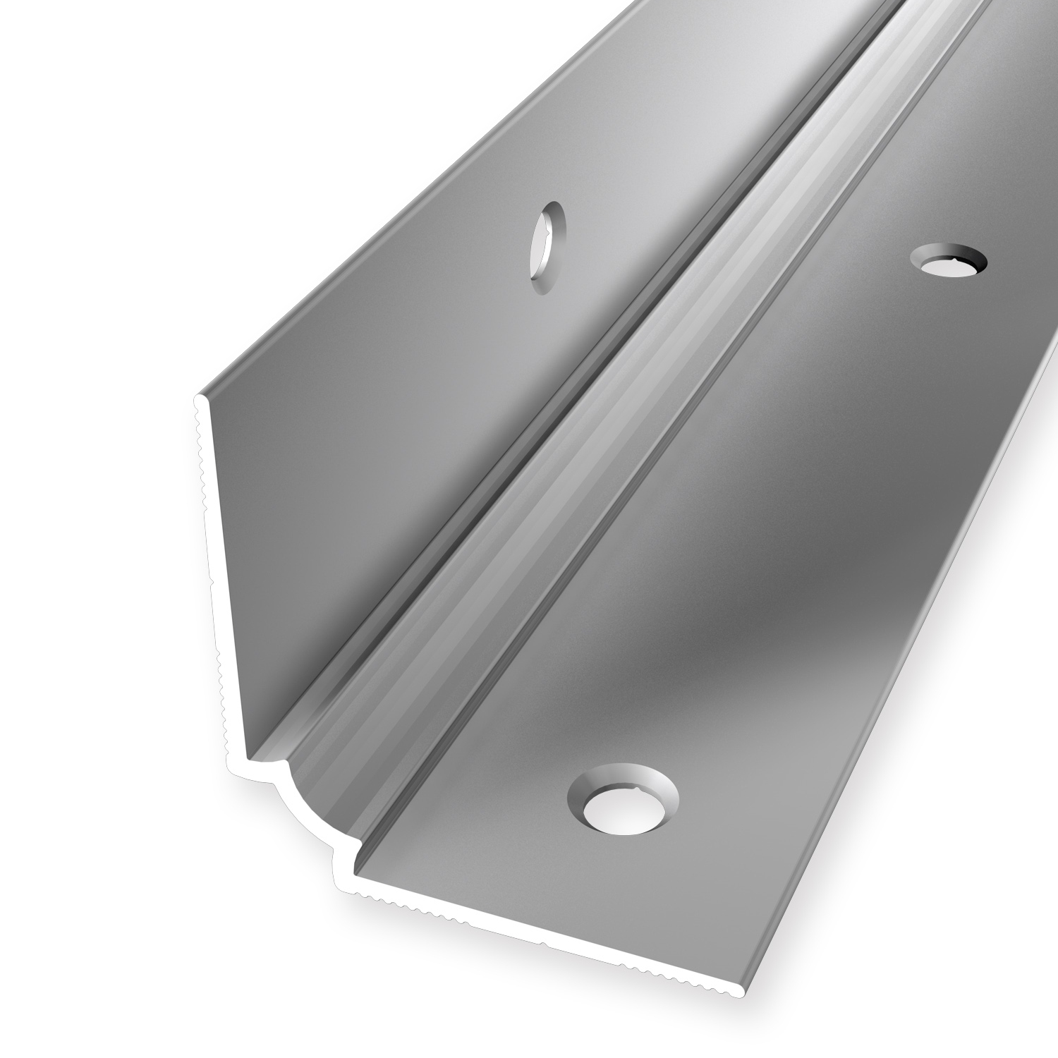 Perfil de borde de escalera 29 x 29 x 2500 mm, aluminio, ángulo interior de escalera, liso, avellanado, perforado, Küberit